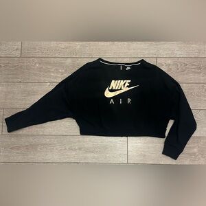 Nike Air Rally-Up Crop Top Sweatshirt Back Zipper Rose Gold Lettering Women’s L